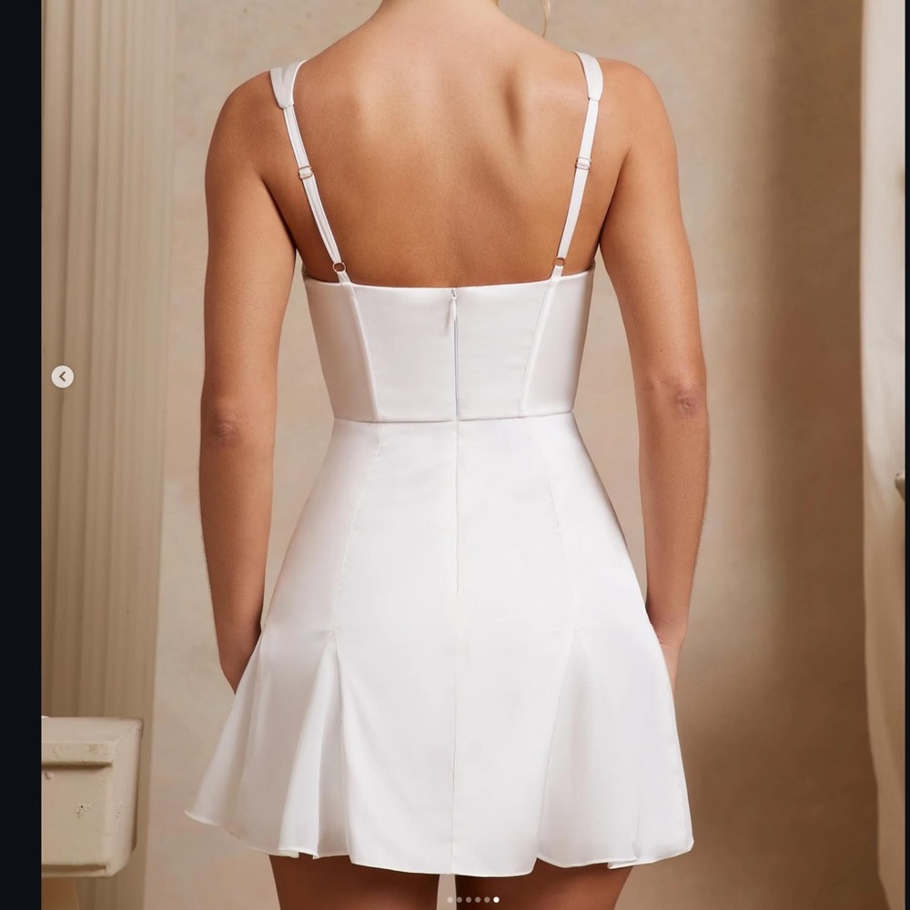 Oh Polly Delphine White Ivory Silky Corset Mini Dress Bridal NWT Size 0 - Picture 5 of 12